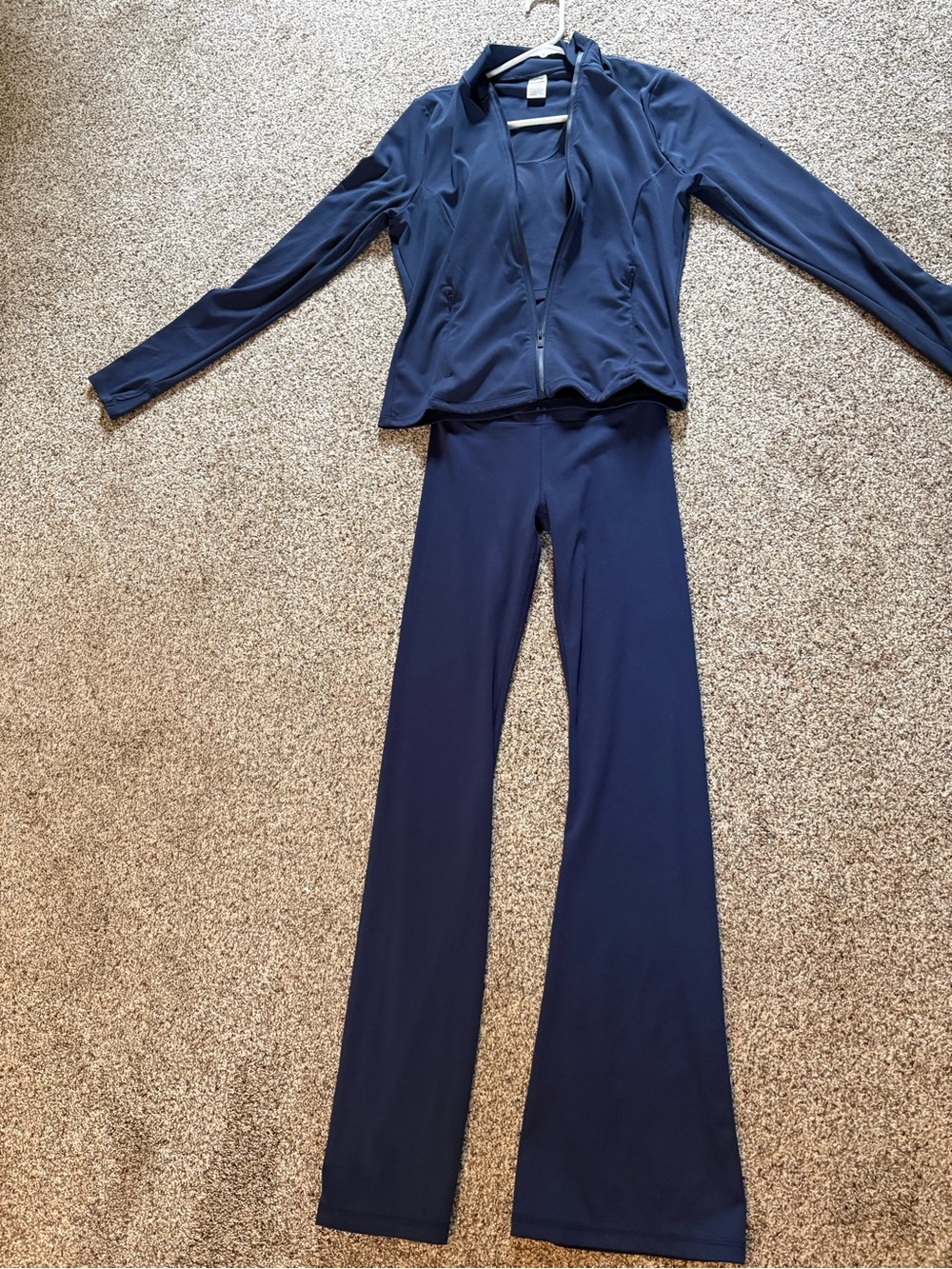 Navy Women's Active Wide-Leg Pants and zip jacket with crop bra included
